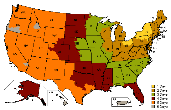 ups shipping zone map